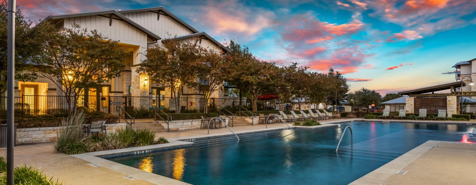 a swimming pool in a backyard